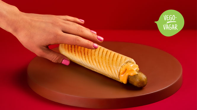 Vegetarisk french hot dog med hand