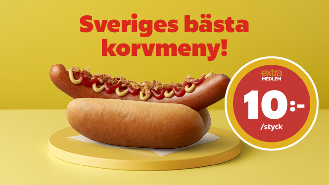 korv med senap, ketchup och rostad lök
