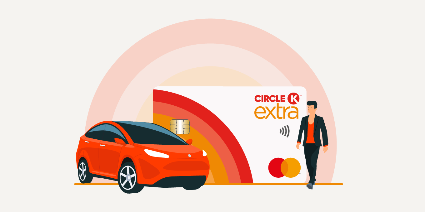 Bil och ett Circle K Mastercard