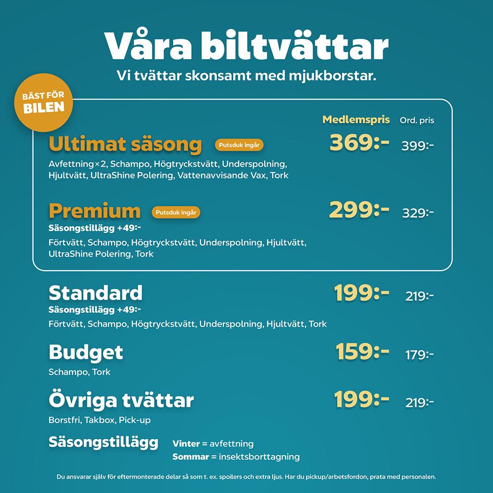 Biltvättsmeny